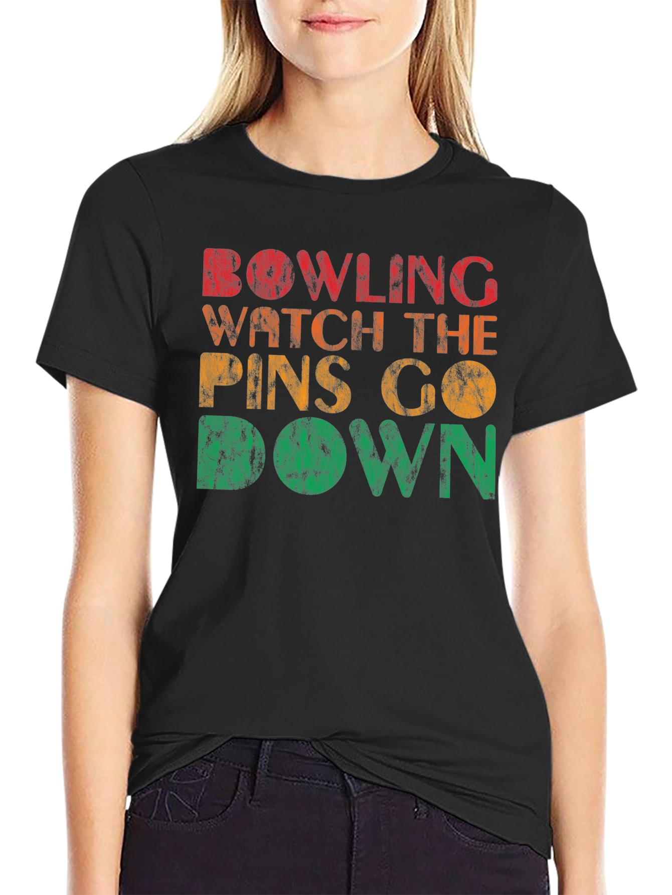 Bowling Watch The Pins Go Down Graphic Tee