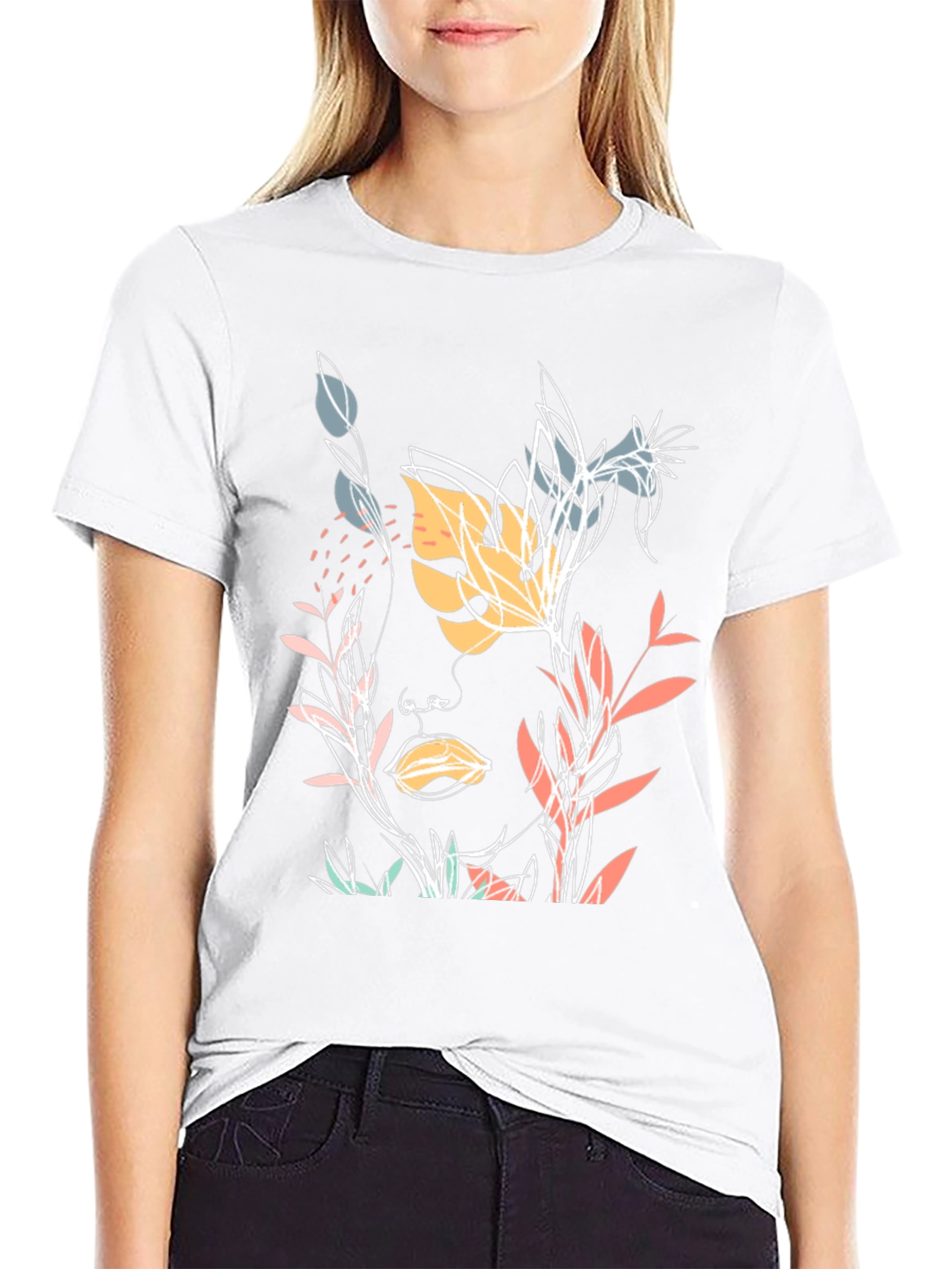 Botanical Face Graphic Black T-Shirt