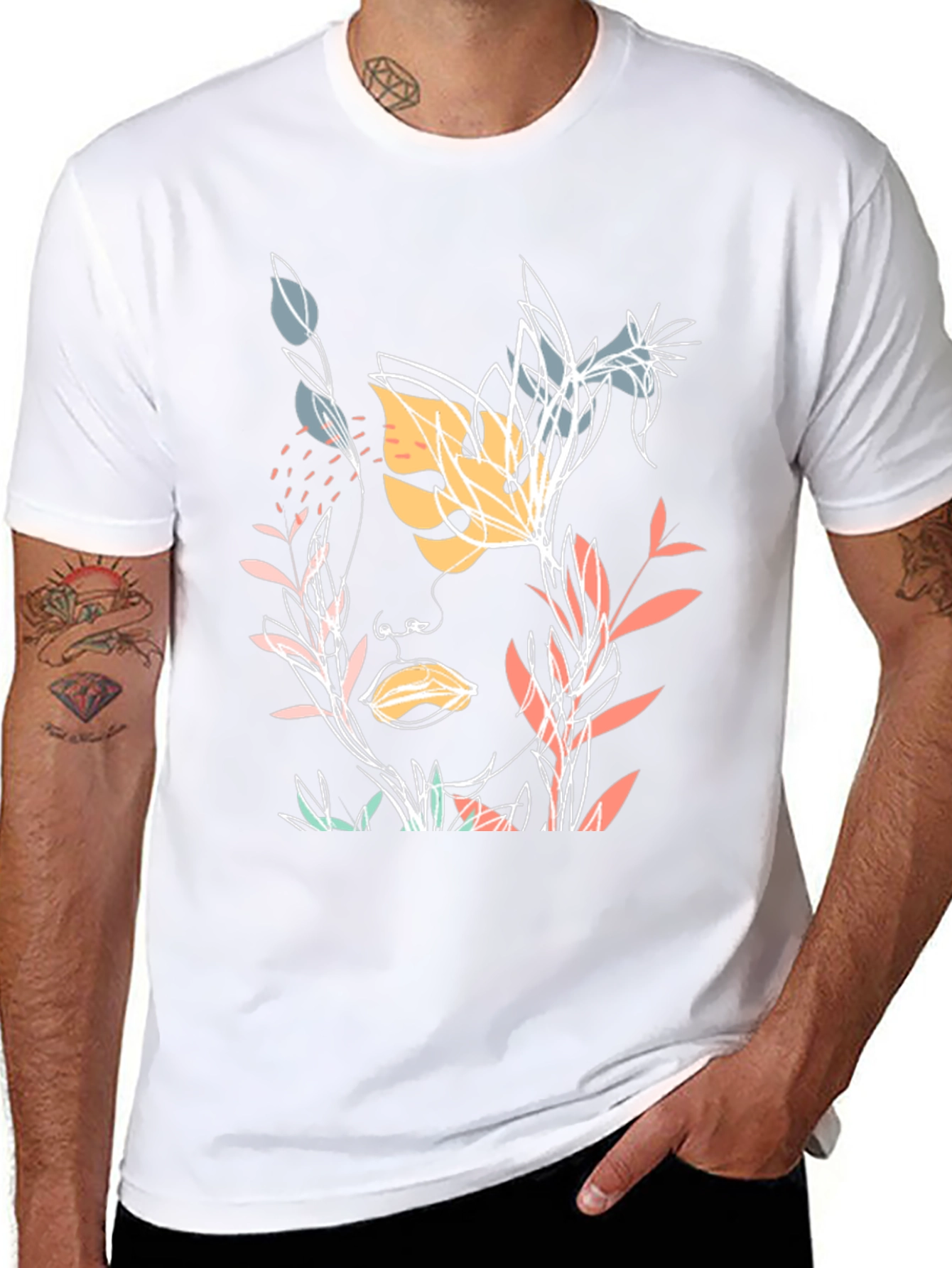 Botanical Face Graphic Black T-Shirt