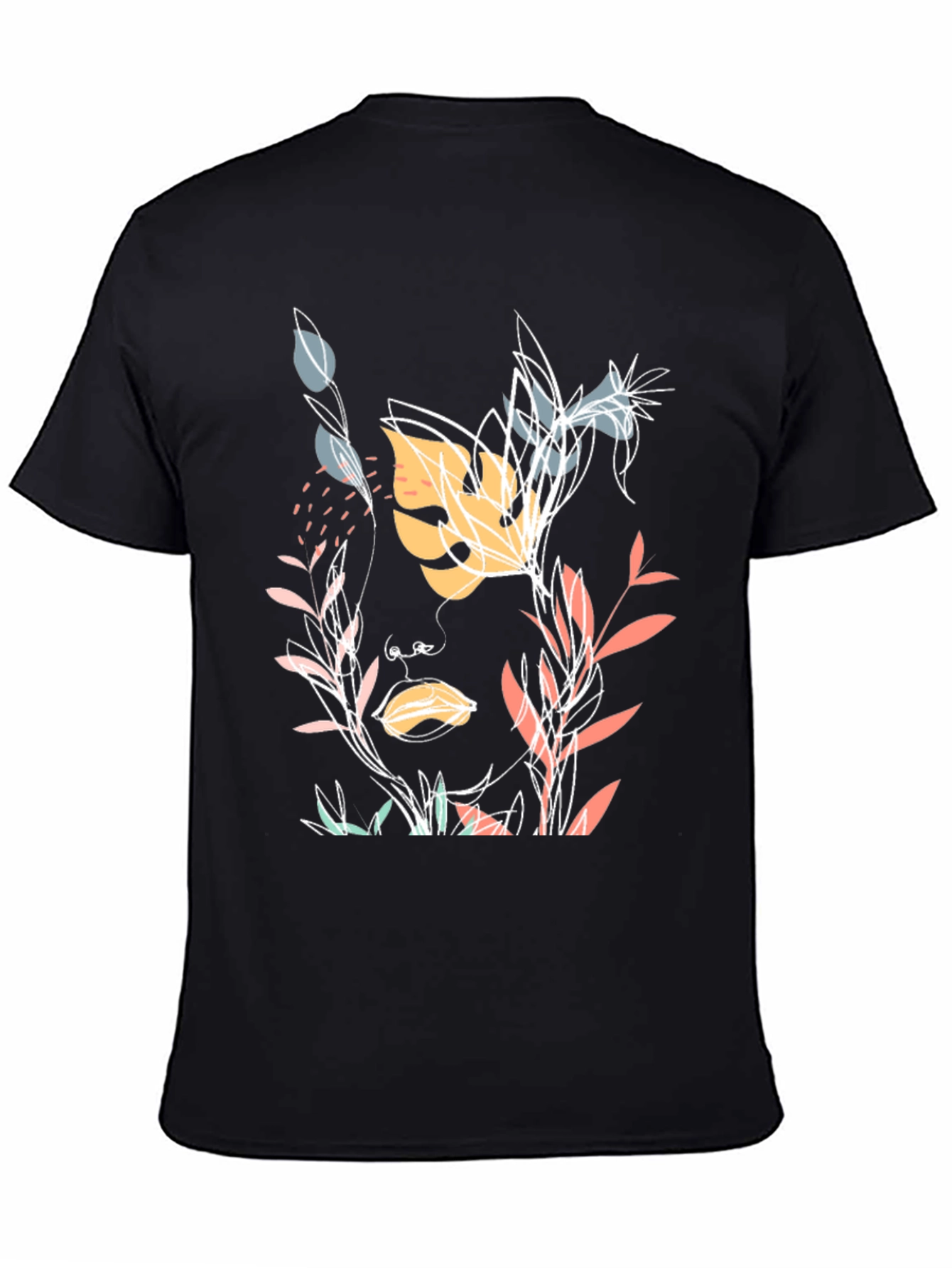 Botanical Face Graphic Black T-Shirt