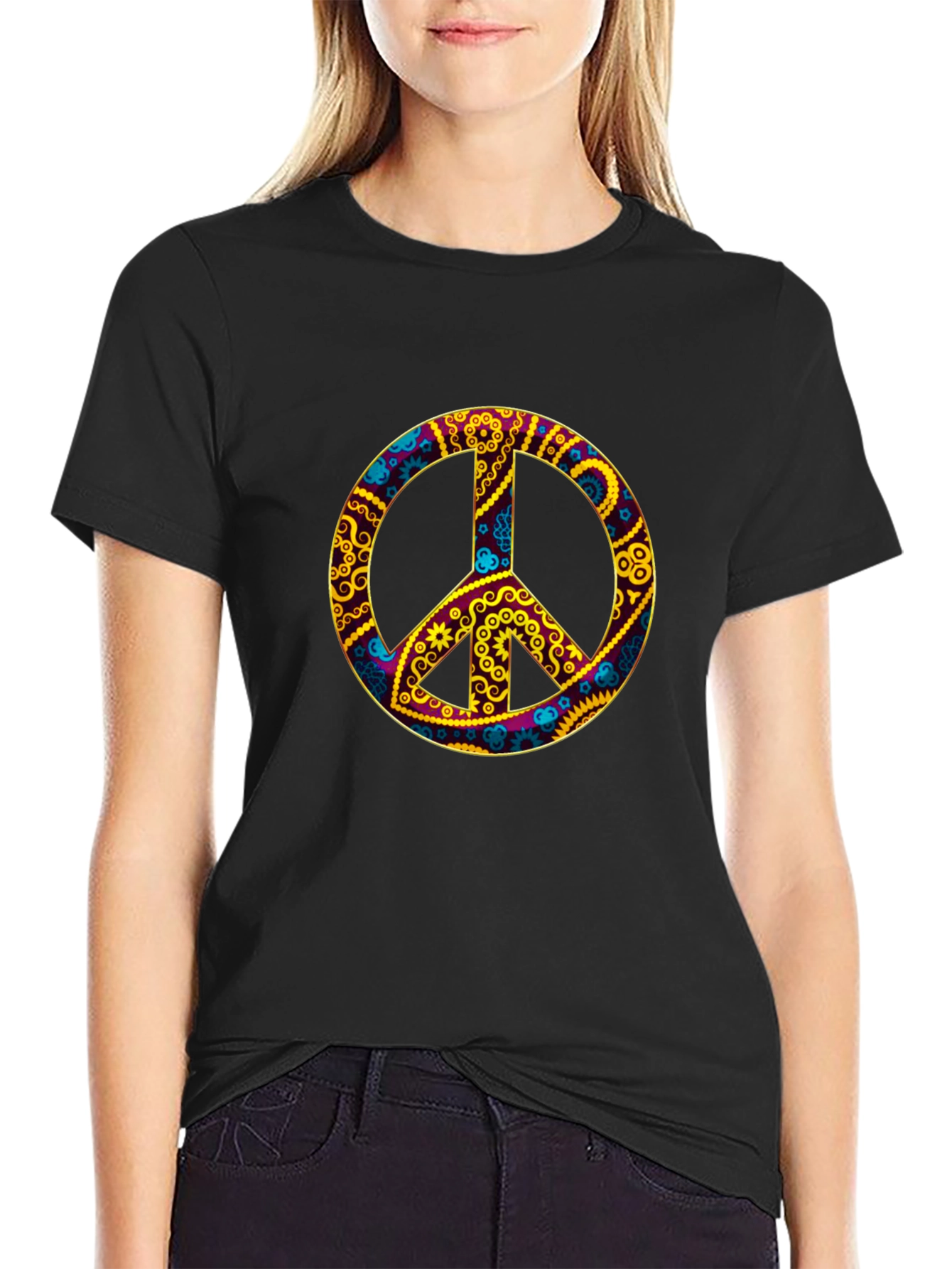Groovy Peace Sign Black T-Shirt