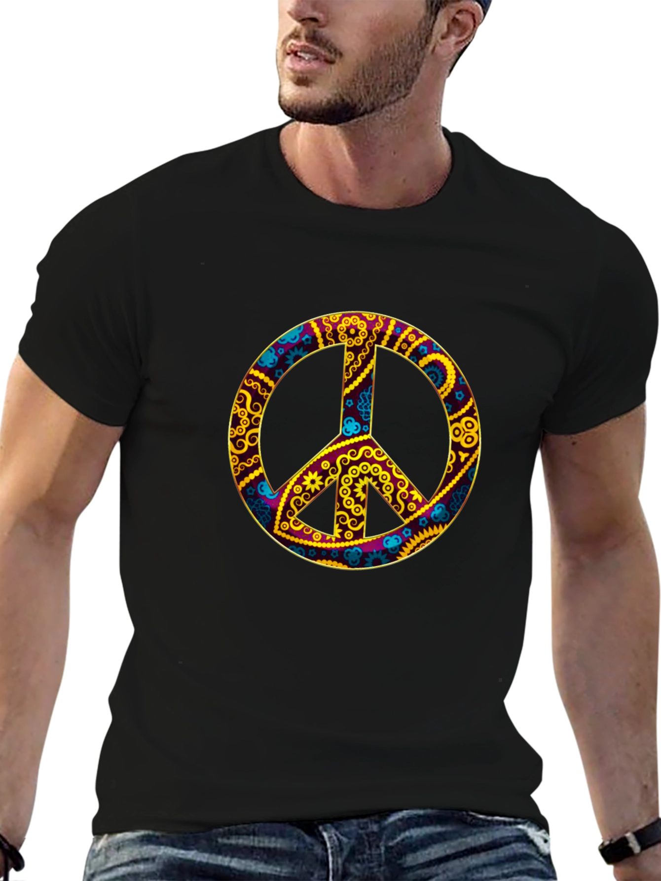 Groovy Peace Sign Black T-Shirt