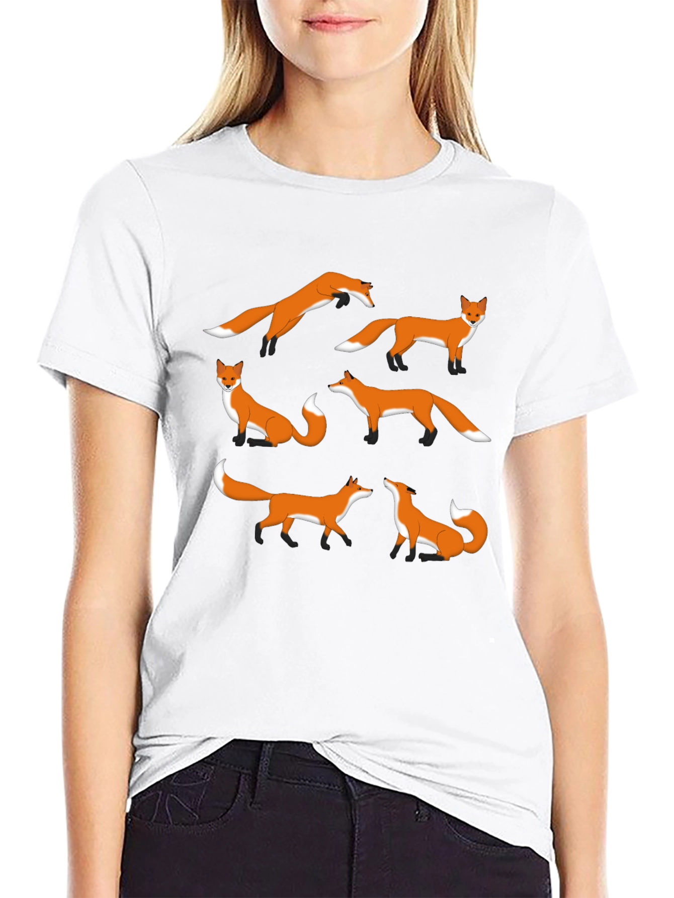 Fox Pattern Graphic T-Shirt - Stylish Casual Wear