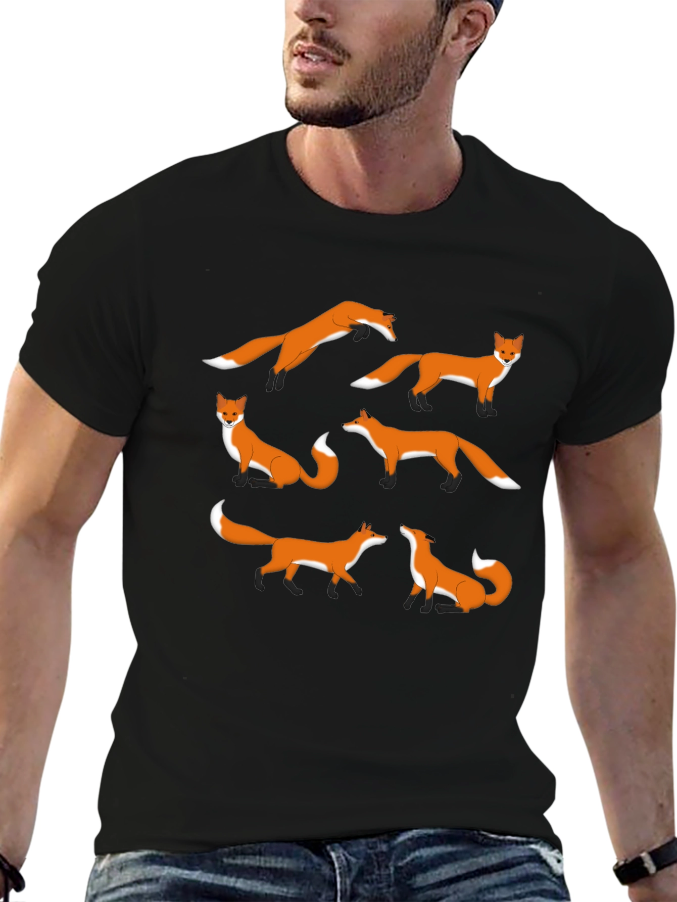Fox Pattern Graphic T-Shirt - Stylish Casual Wear