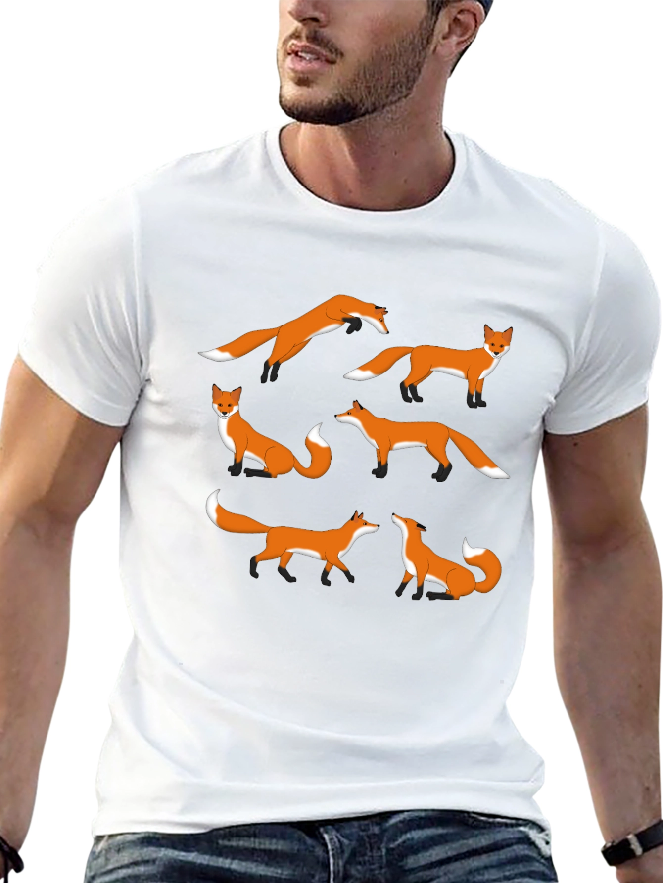 Fox Pattern Graphic T-Shirt - Stylish Casual Wear