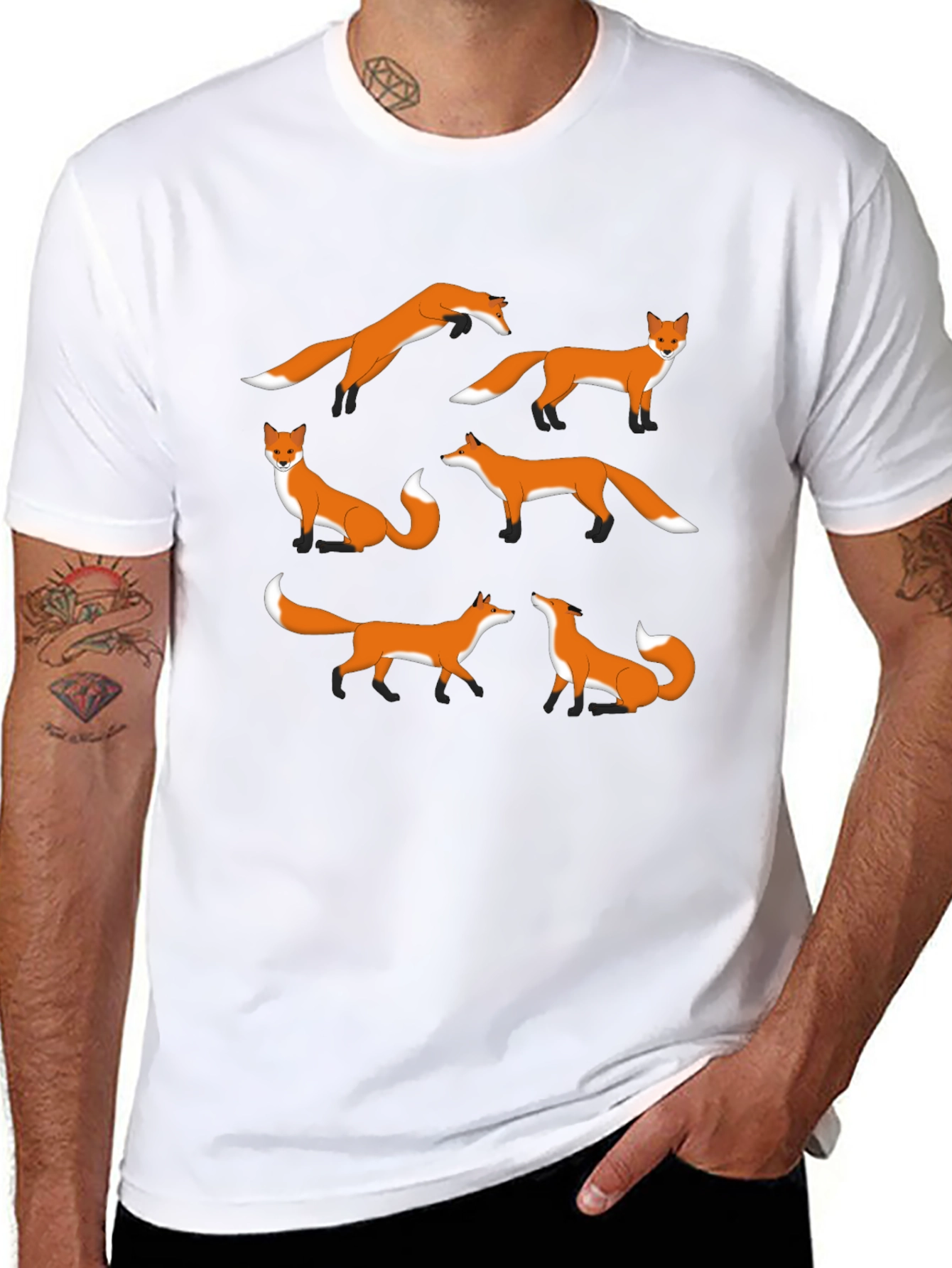 Fox Pattern Graphic T-Shirt - Stylish Casual Wear