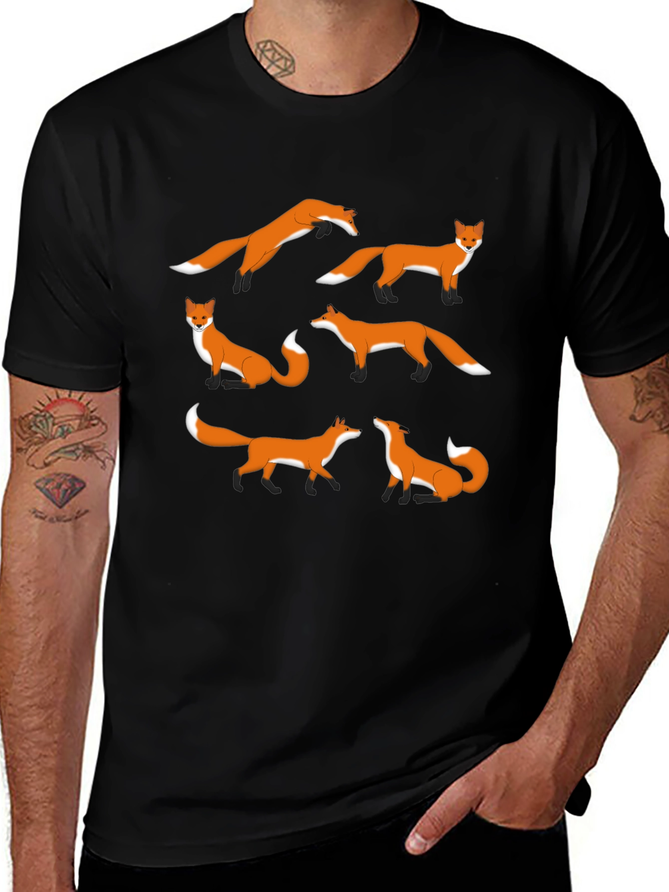 Fox Pattern Graphic T-Shirt - Stylish Casual Wear