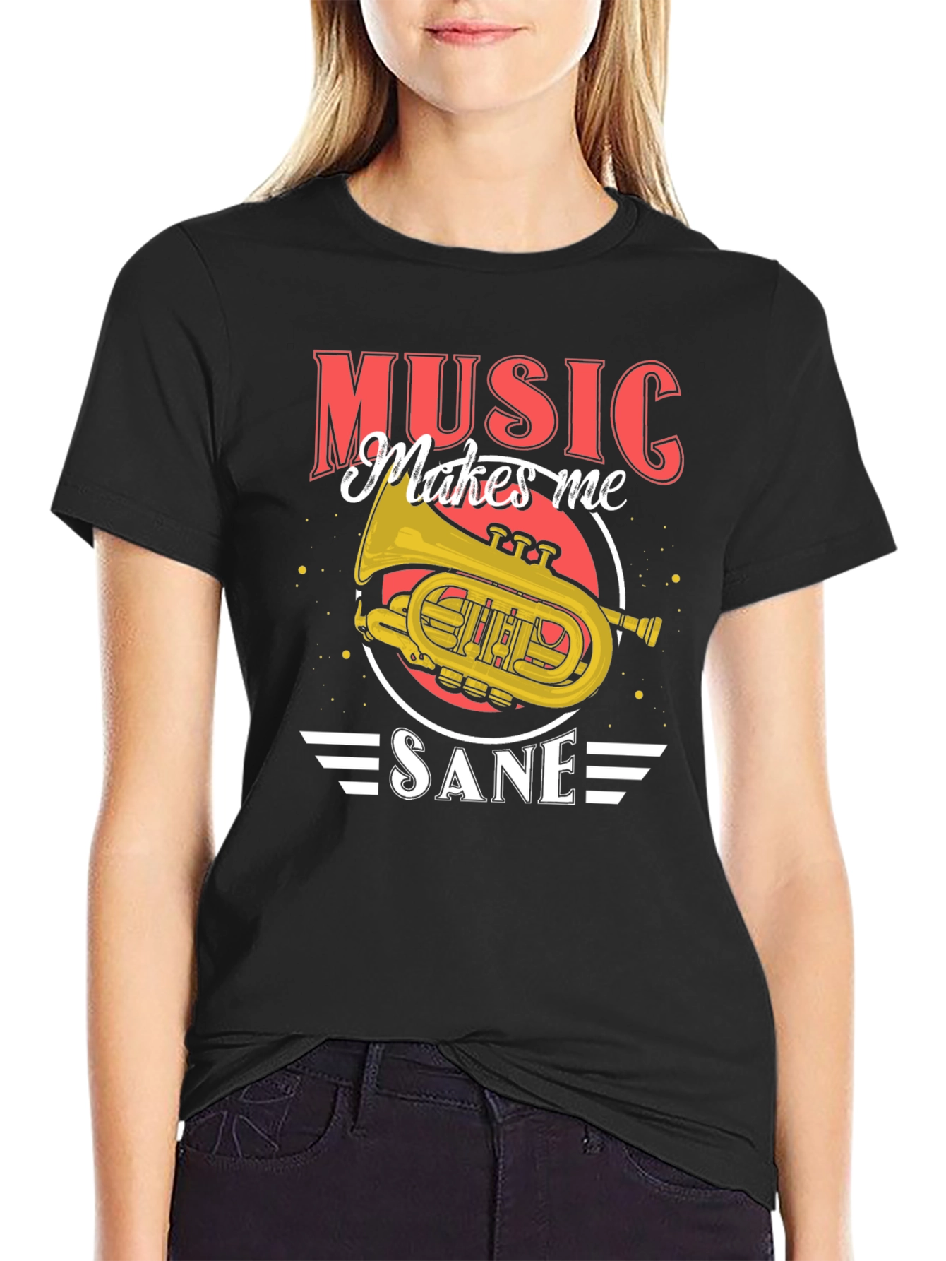 Music Makes Me Sane T-Shirt - Band Instrument Tee