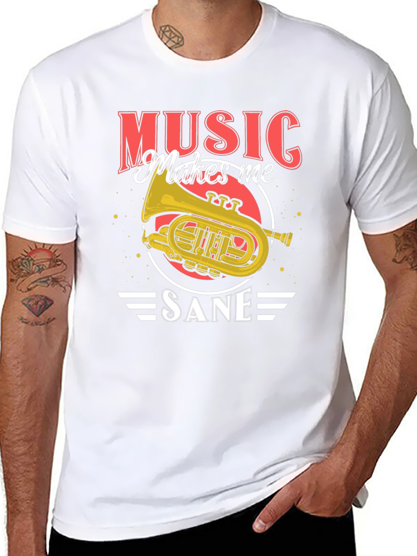 Music Makes Me Sane T-Shirt - Band Instrument Tee