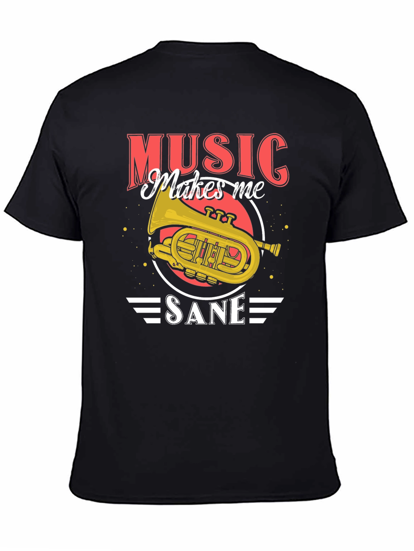 Music Makes Me Sane T-Shirt - Band Instrument Tee