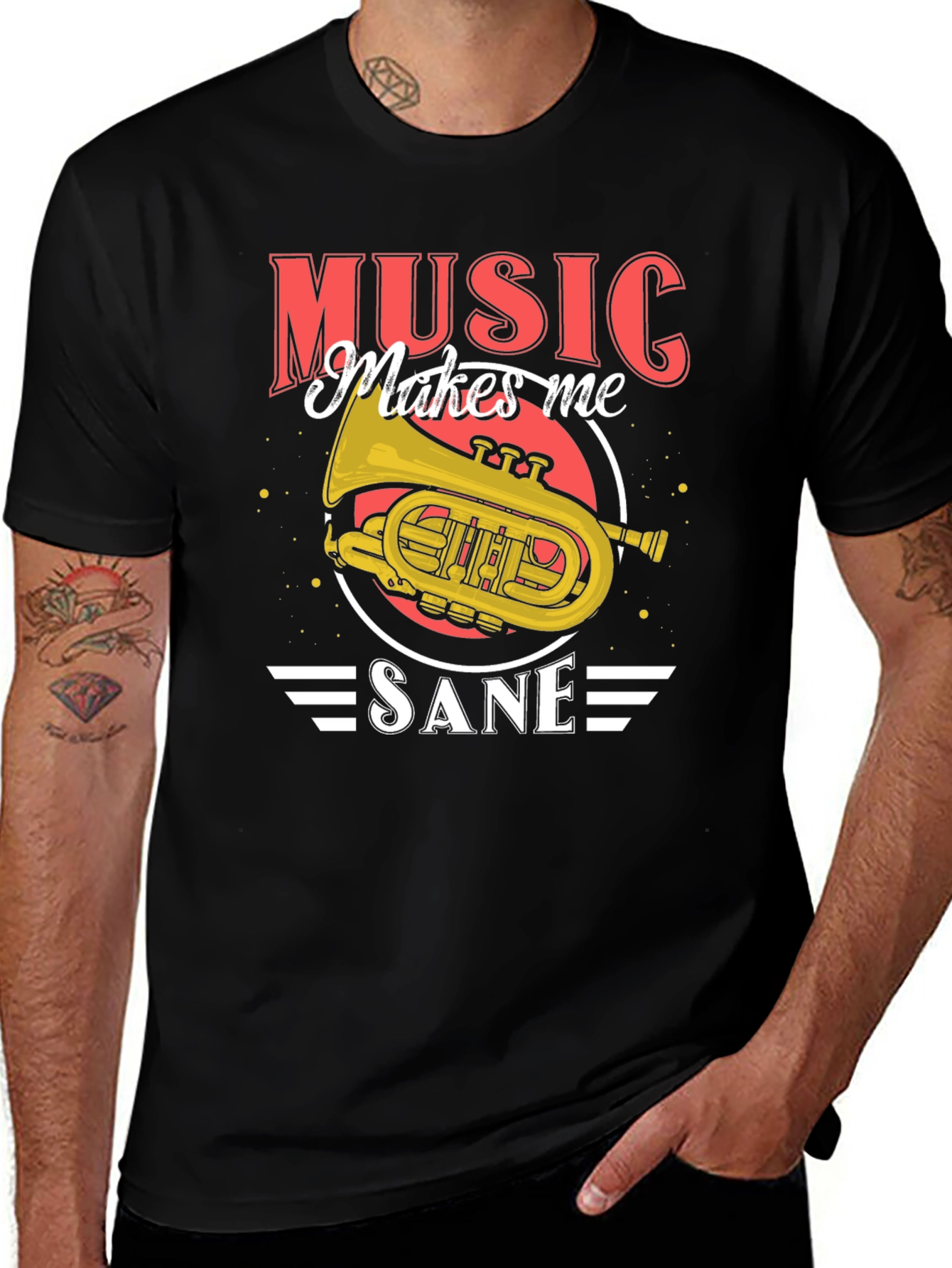 Music Makes Me Sane T-Shirt - Band Instrument Tee
