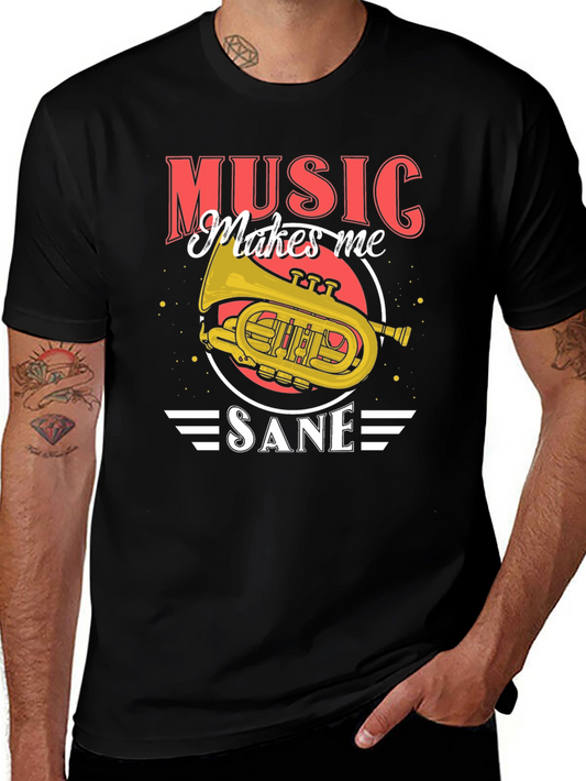 Music Makes Me Sane T-Shirt - Band Instrument Tee
