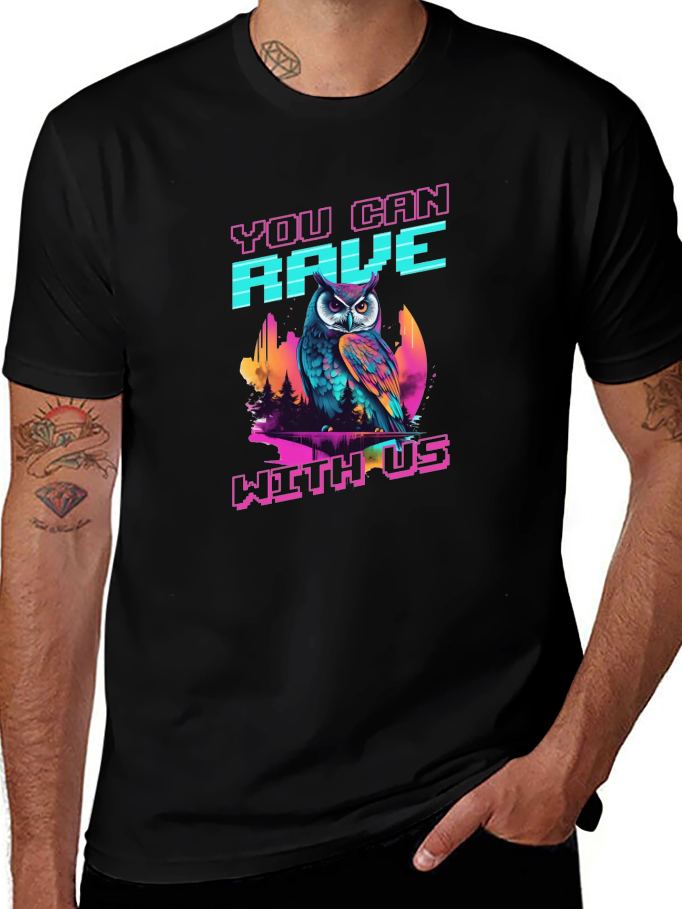 You Can Rave With Us Owl Graphic Tee