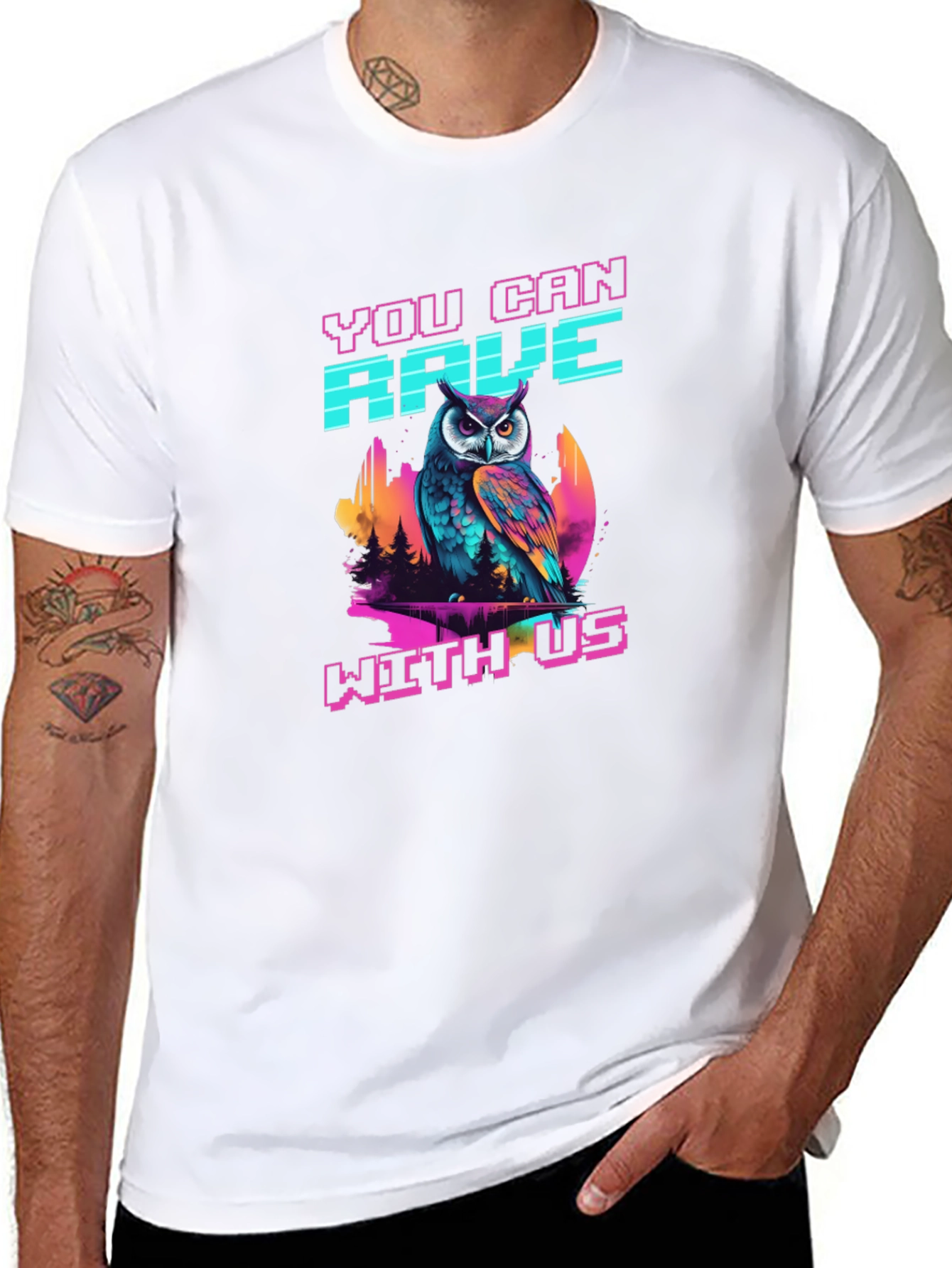 You Can Rave With Us Owl Graphic Tee
