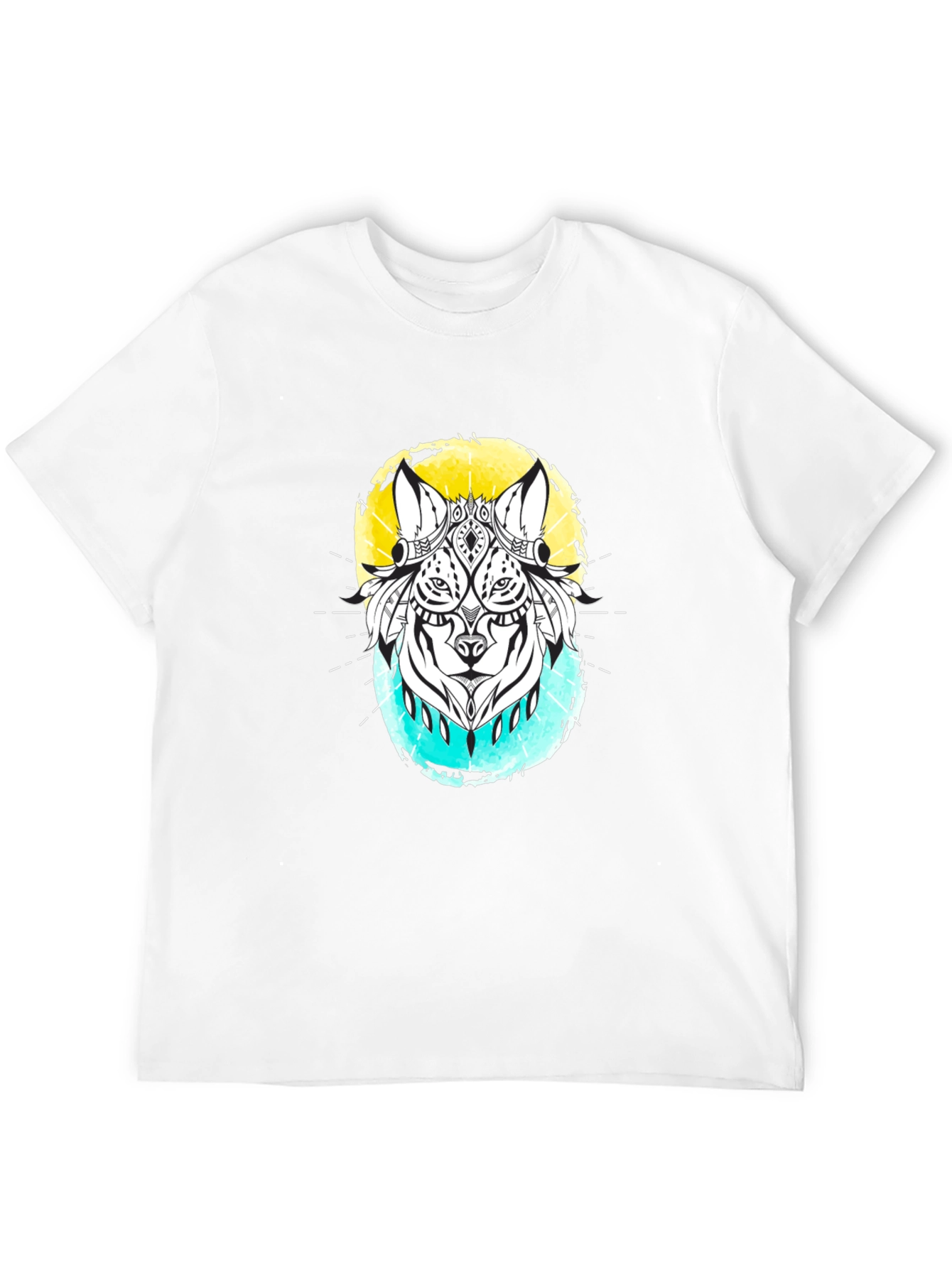 Abstract Wolf Graphic Black T-Shirt