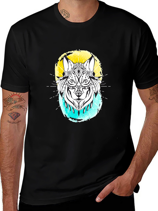 Abstract Wolf Graphic Black T-Shirt