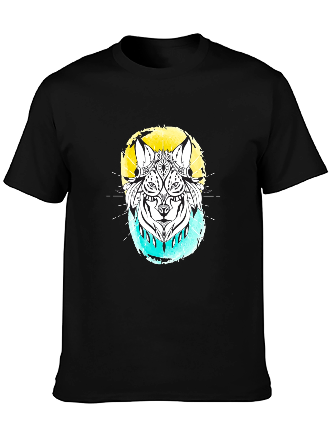 Abstract Wolf Graphic Black T-Shirt