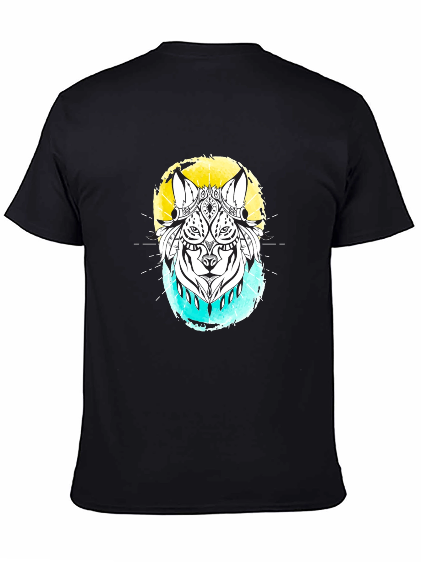 Abstract Wolf Graphic Black T-Shirt