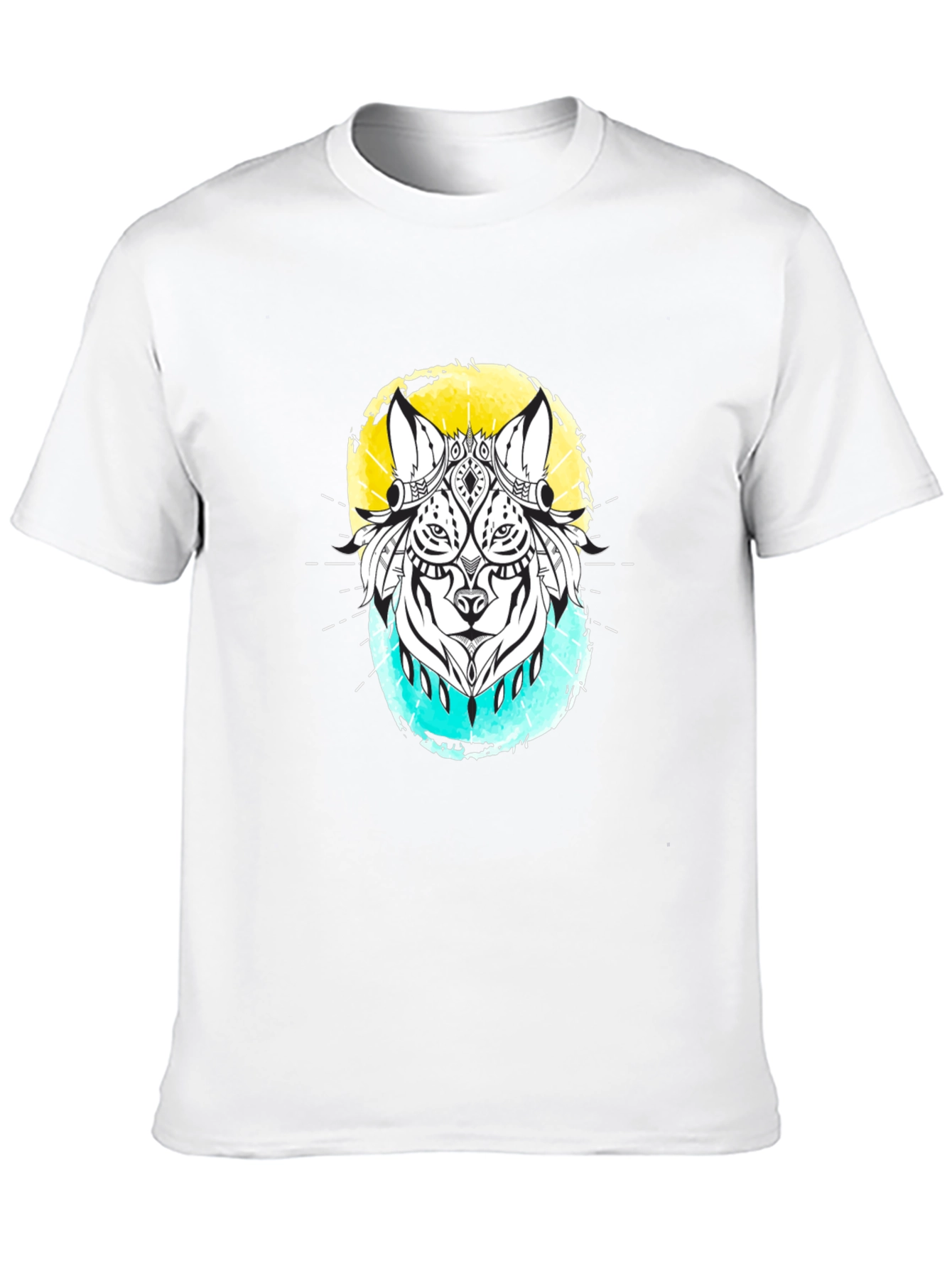 Abstract Wolf Graphic Black T-Shirt