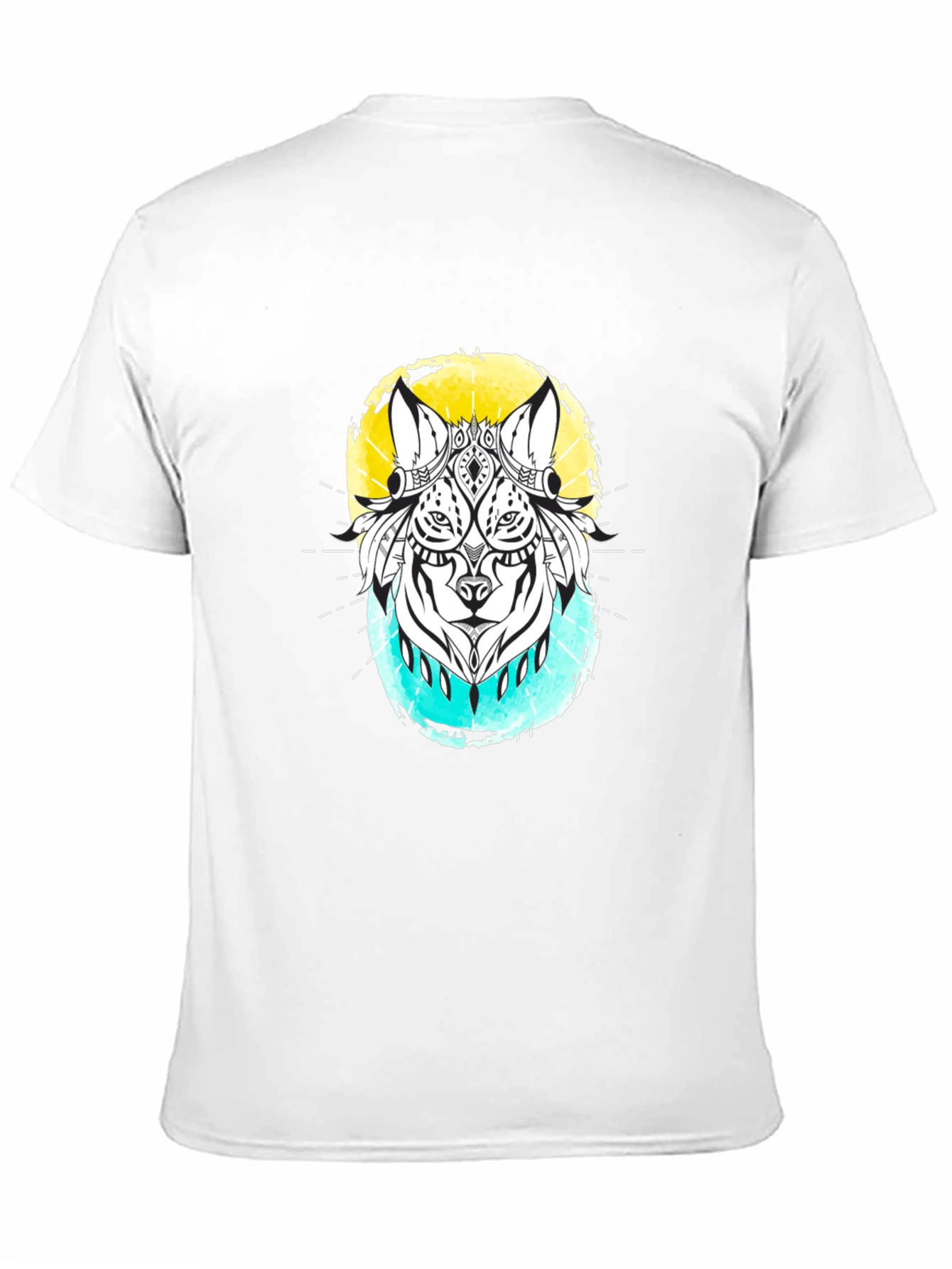 Abstract Wolf Graphic Black T-Shirt