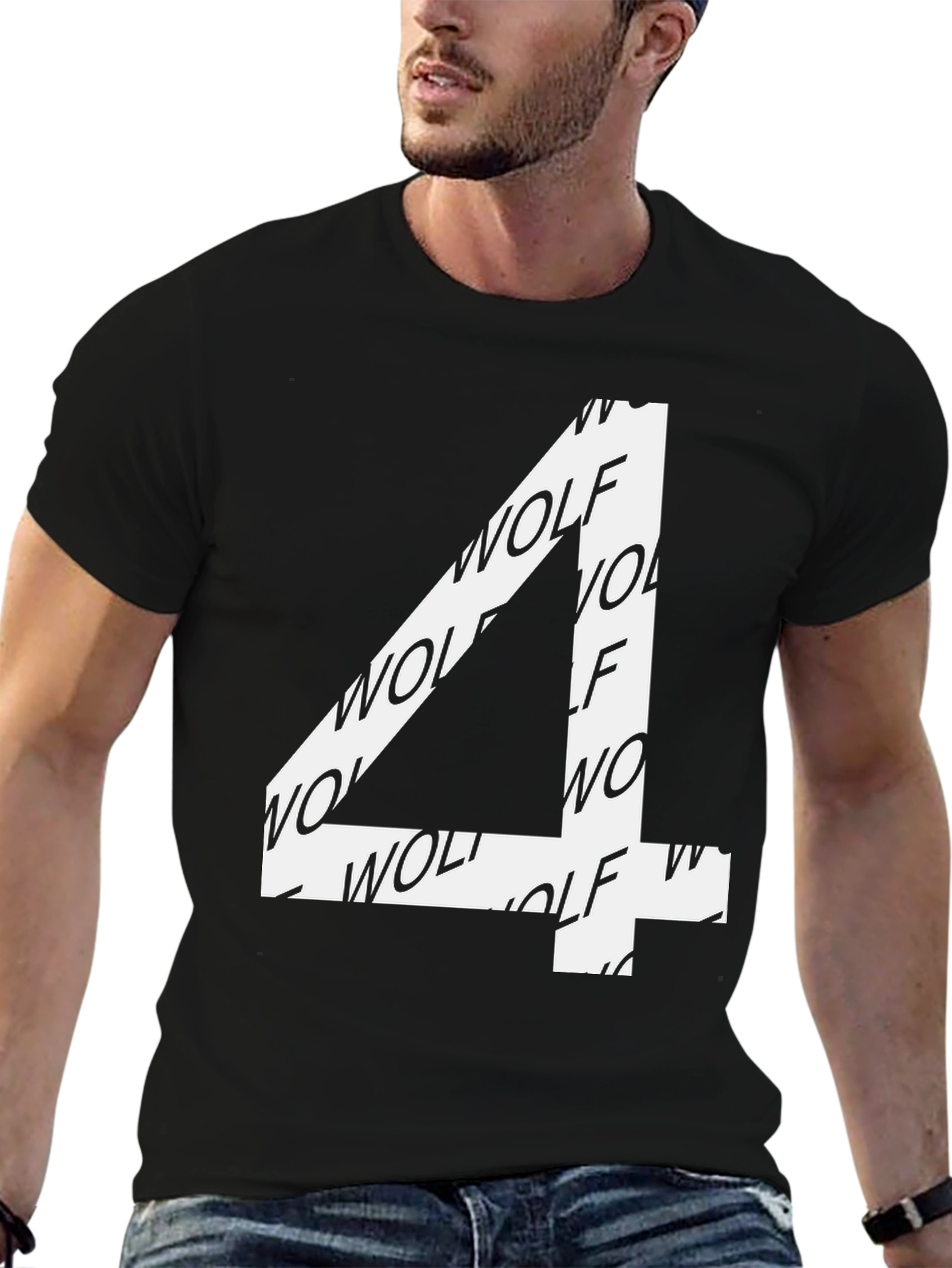 Wolf Number 4 T-Shirt - Black Cotton Blend