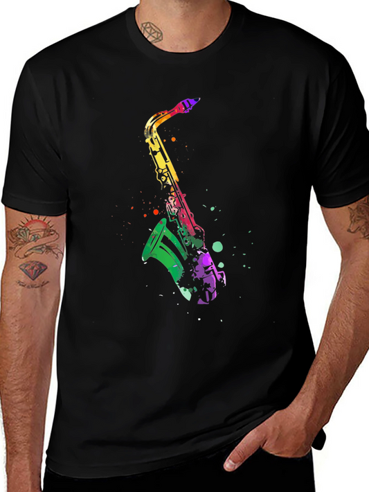 Colorful Saxophone Graphic T-Shirt