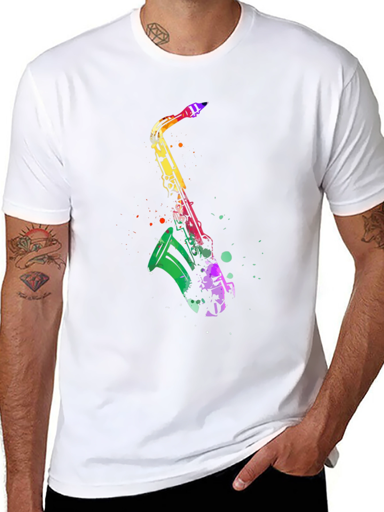 Colorful Saxophone Graphic T-Shirt