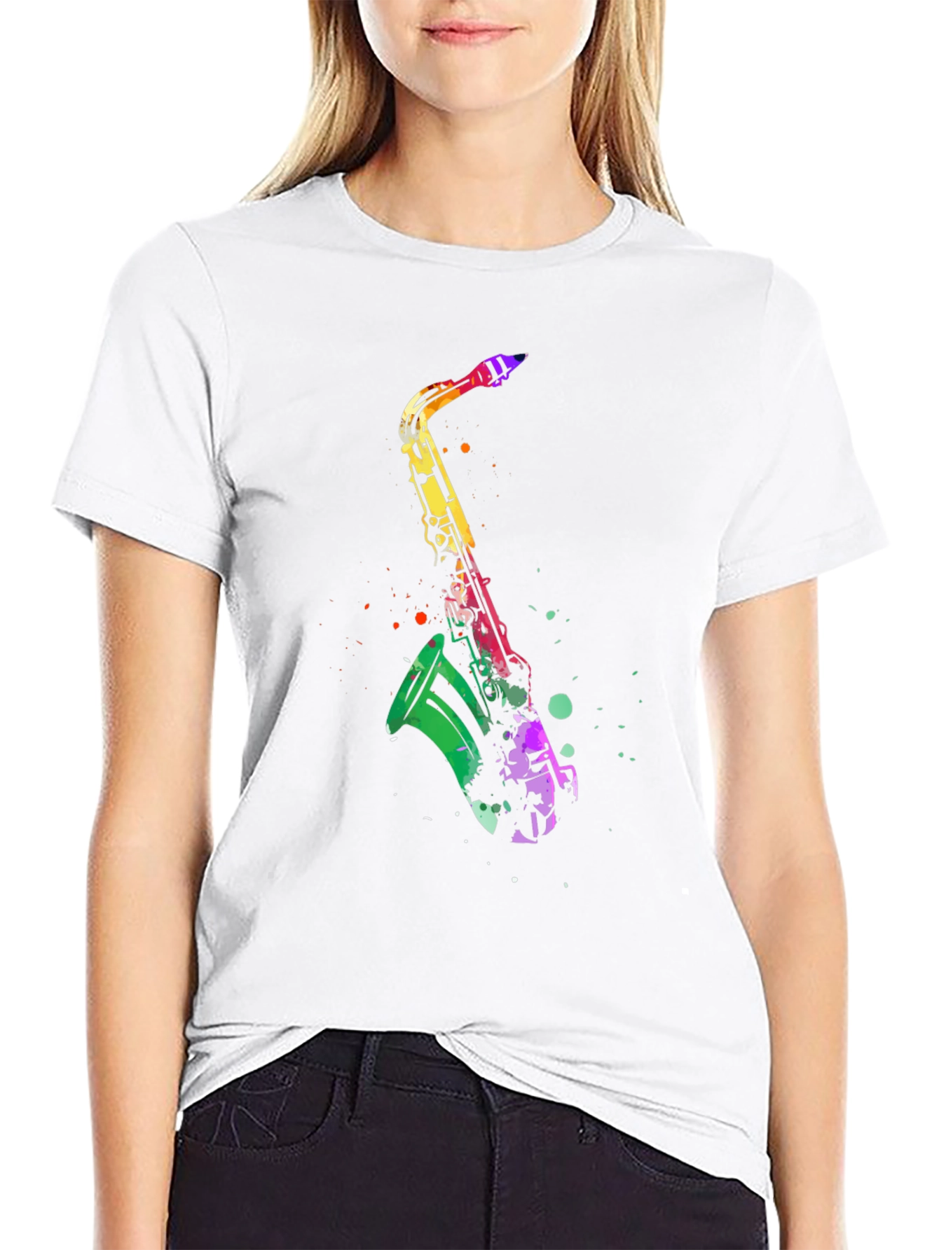 Colorful Saxophone Graphic T-Shirt