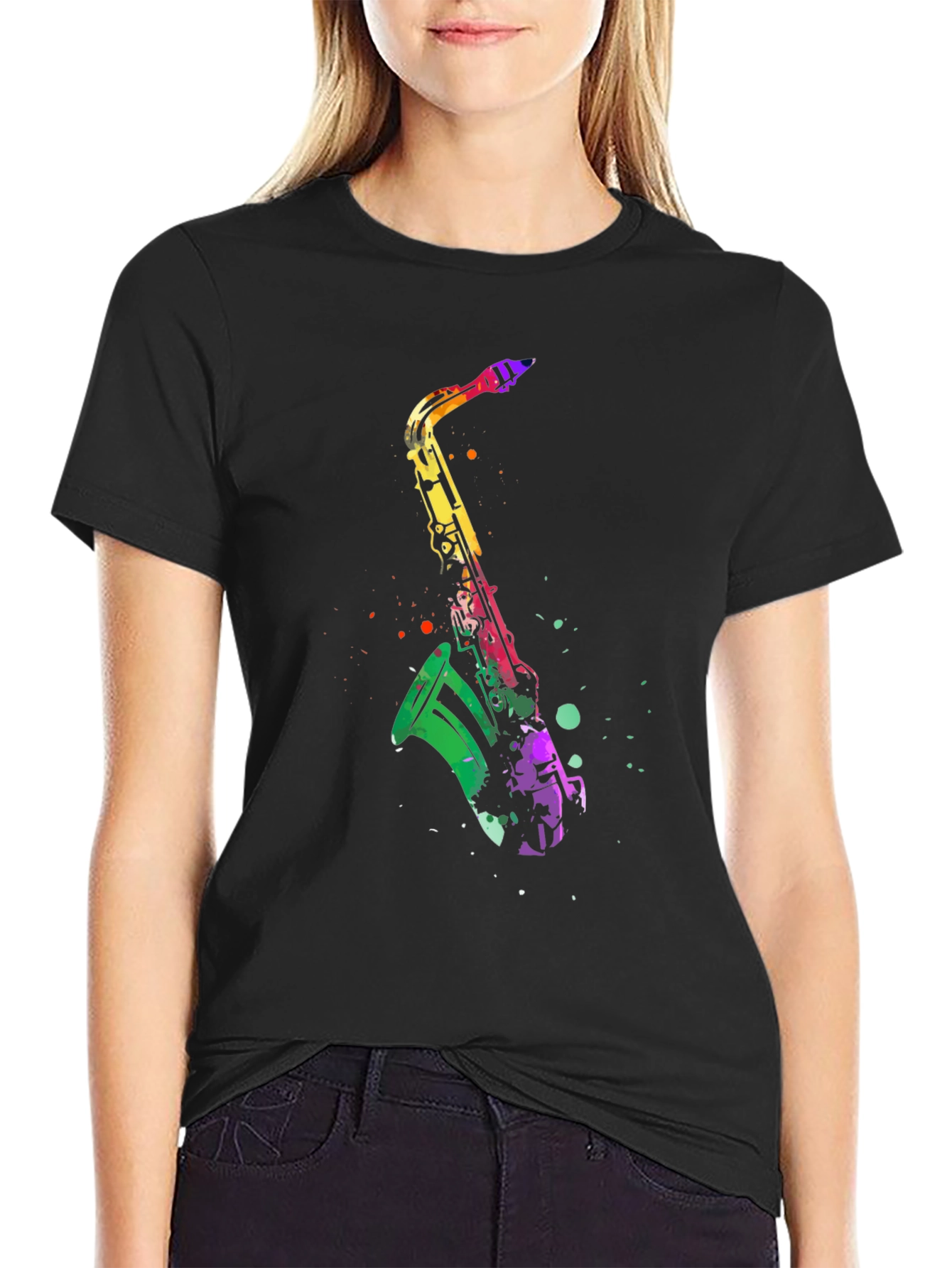 Colorful Saxophone Graphic T-Shirt