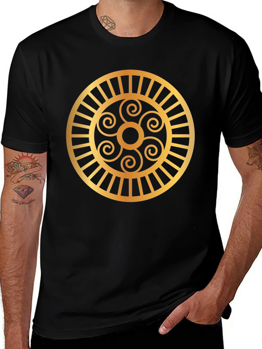 Golden Spirals Graphic Tee - Black