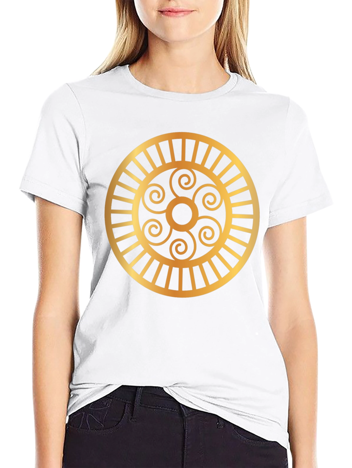Golden Spirals Graphic Tee - Black