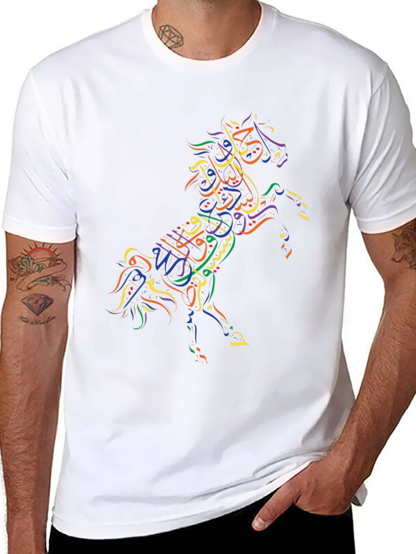 Arabic Calligraphy Horse Black T-Shirt
