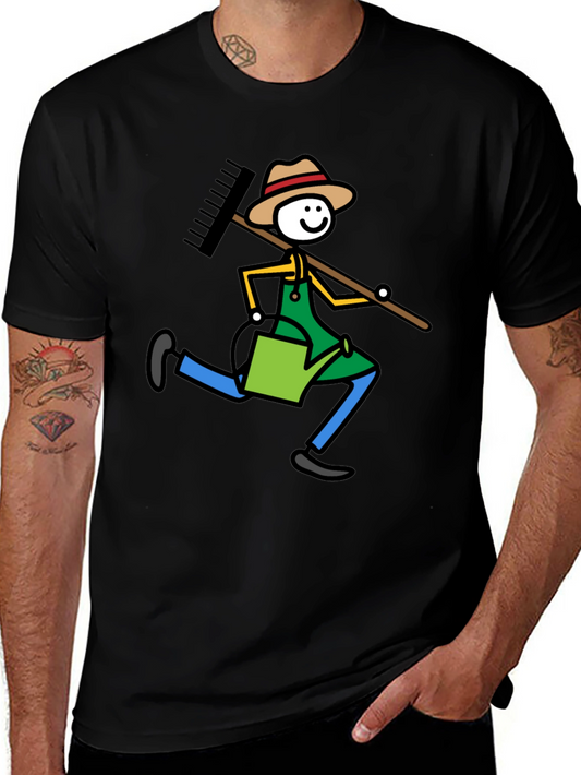 Gardener Stick Figure Graphic Tee - Black T-Shirt