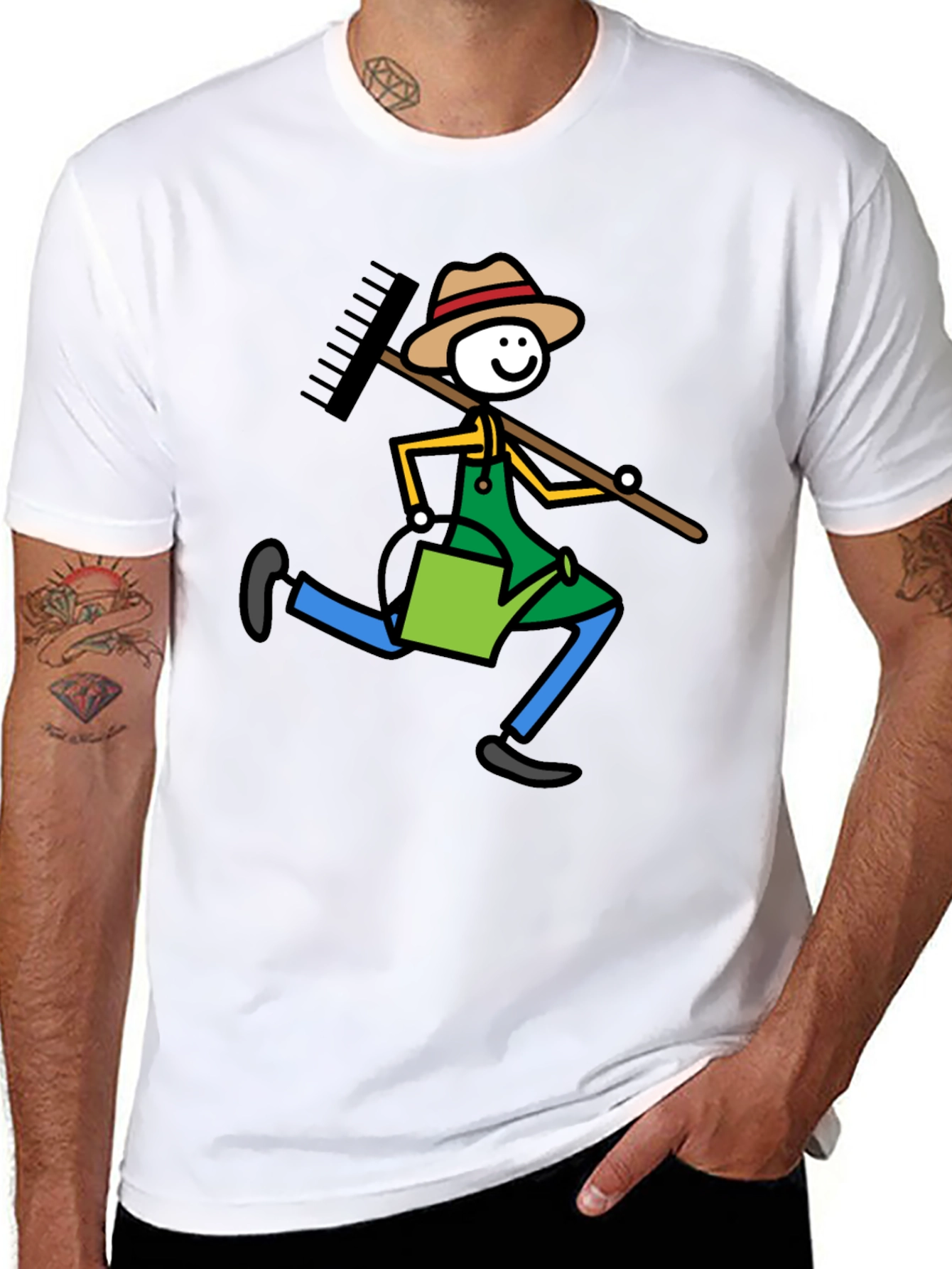 Gardener Stick Figure Graphic Tee - Black T-Shirt