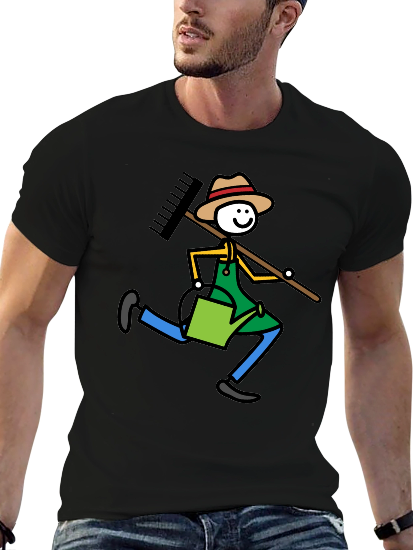 Gardener Stick Figure Graphic Tee - Black T-Shirt