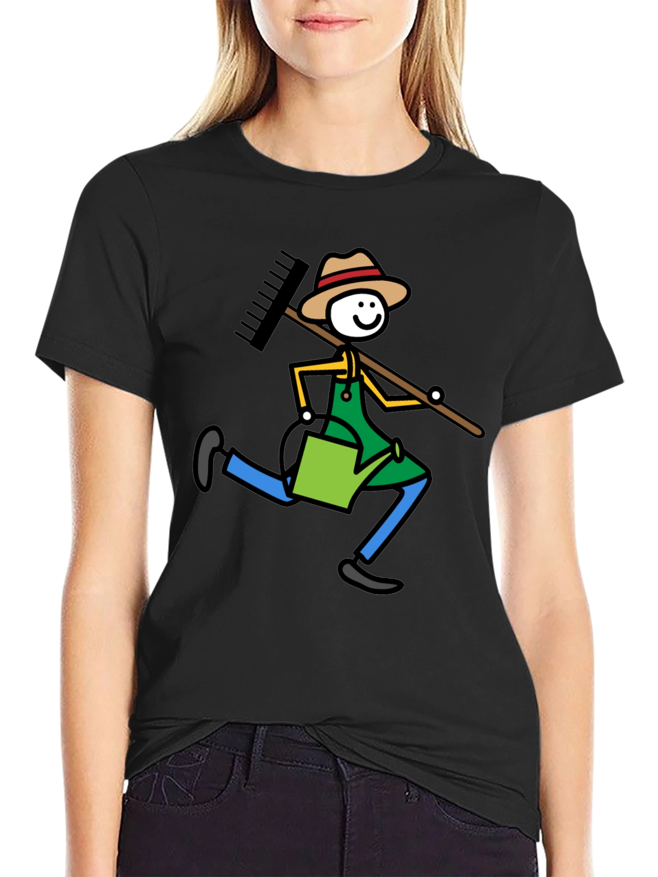 Gardener Stick Figure Graphic Tee - Black T-Shirt