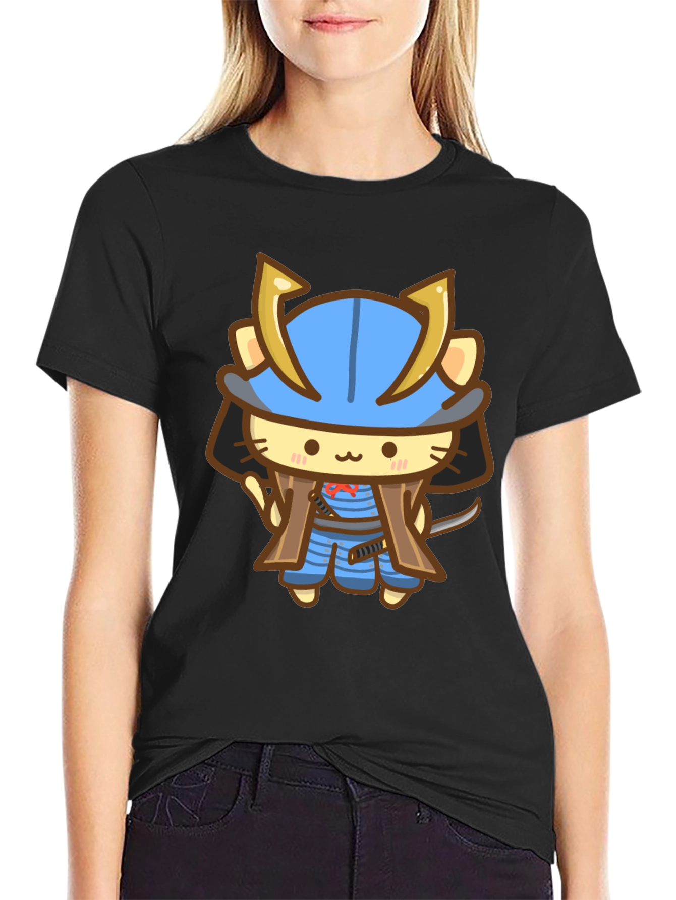 Samurai Cat Graphic Tee - Soft Cotton Comfort