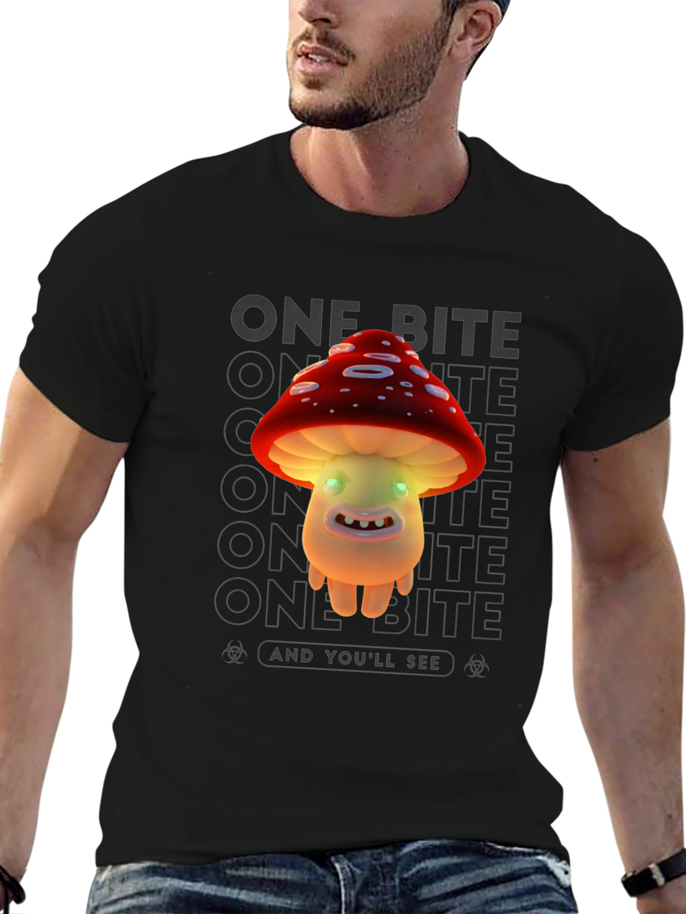 One Bite Mushroom Graphic T-Shirt