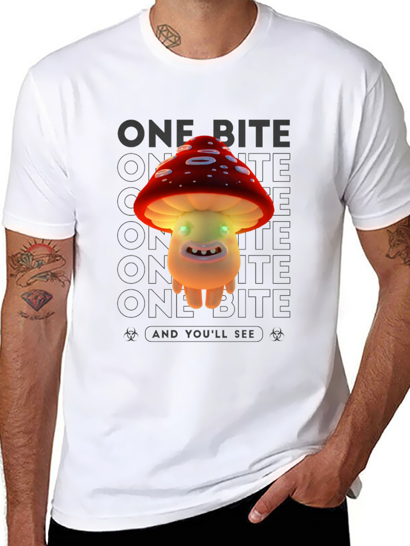 One Bite Mushroom Graphic T-Shirt