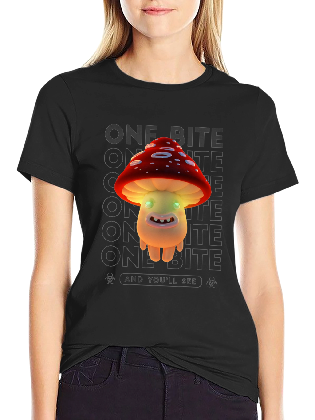 One Bite Mushroom Graphic T-Shirt
