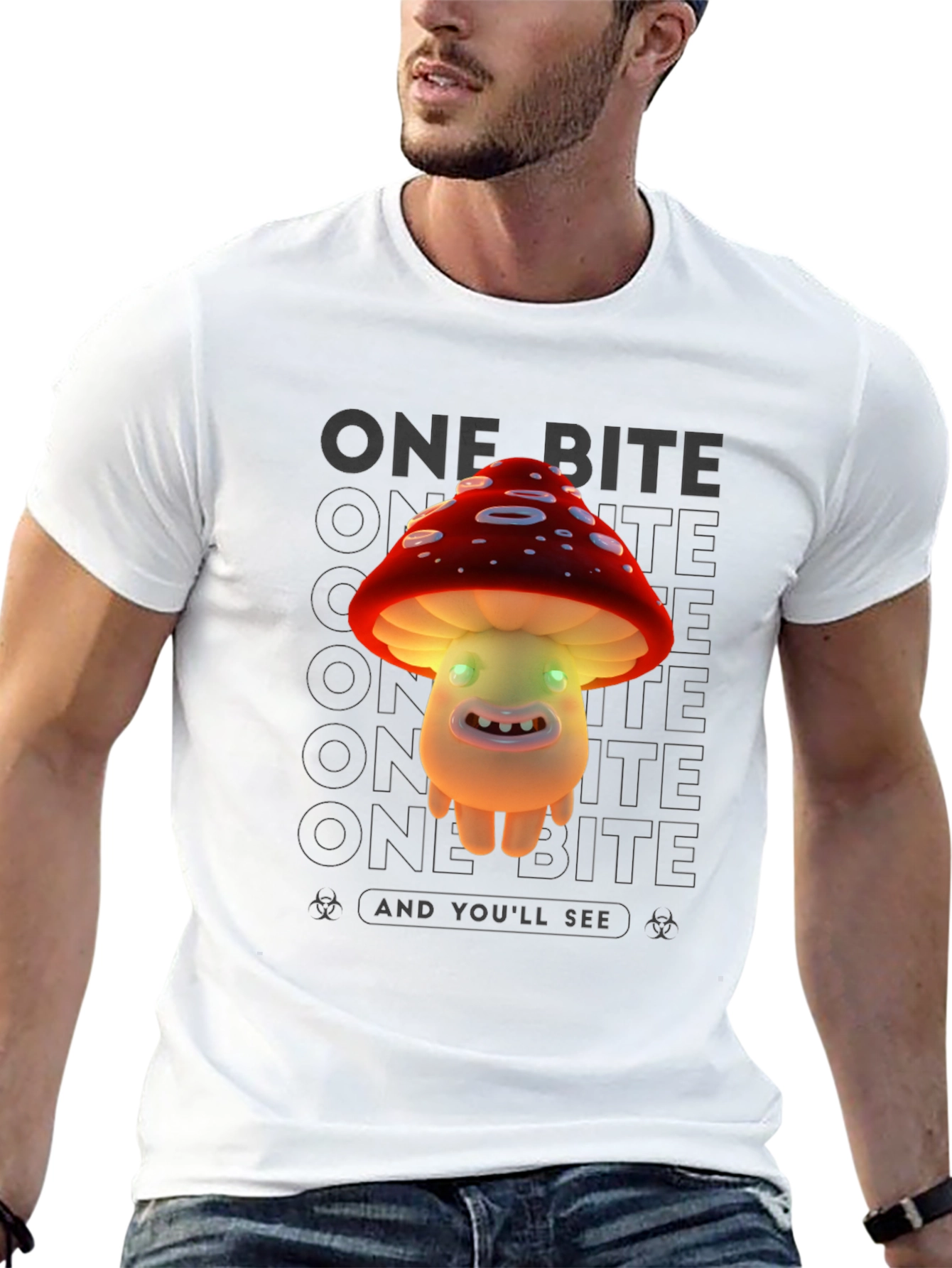 One Bite Mushroom Graphic T-Shirt