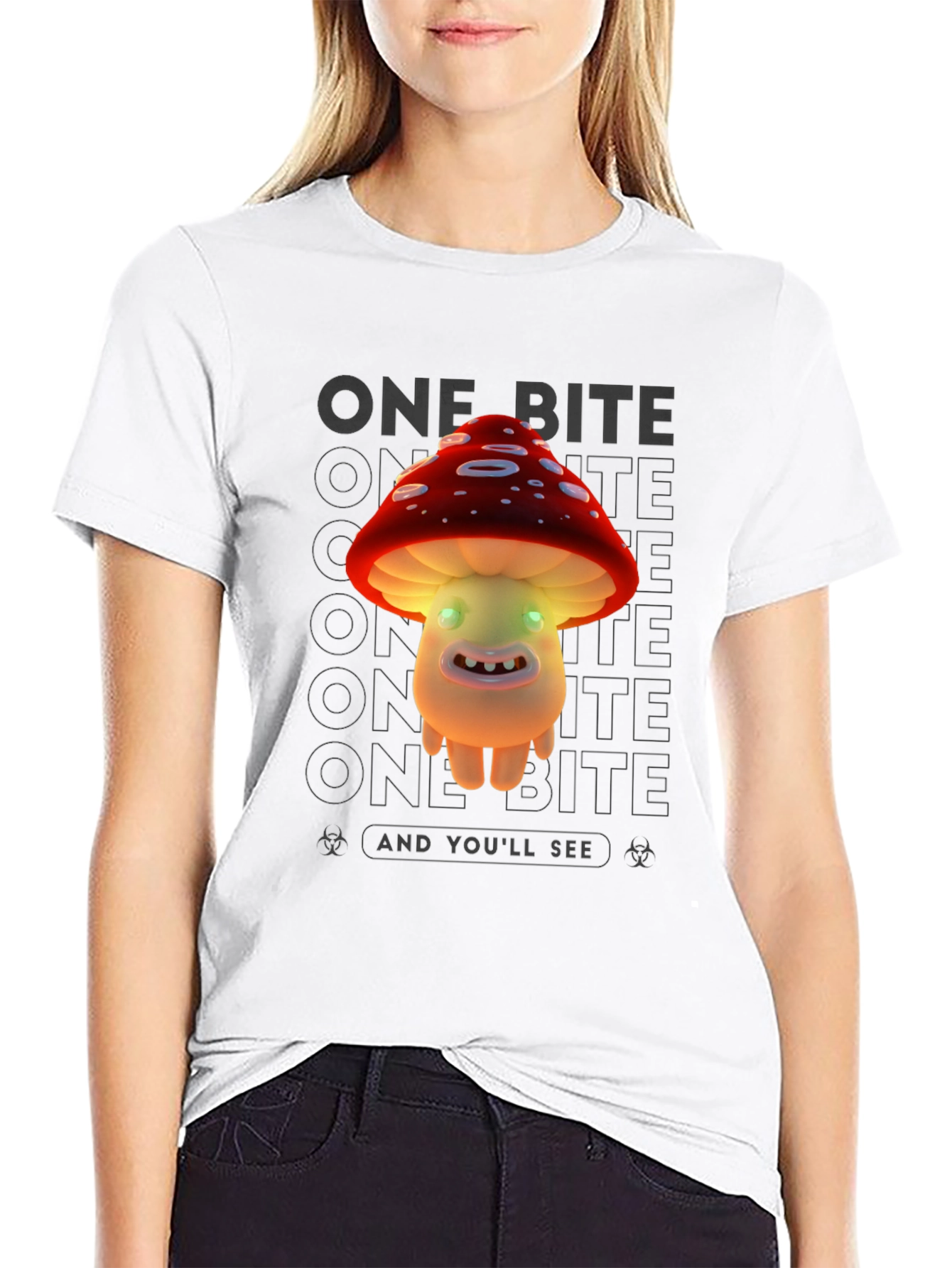 One Bite Mushroom Graphic T-Shirt