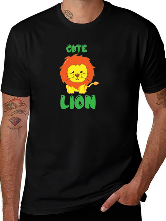 Cute Lion Graphic Tee - Soft Cotton Blend