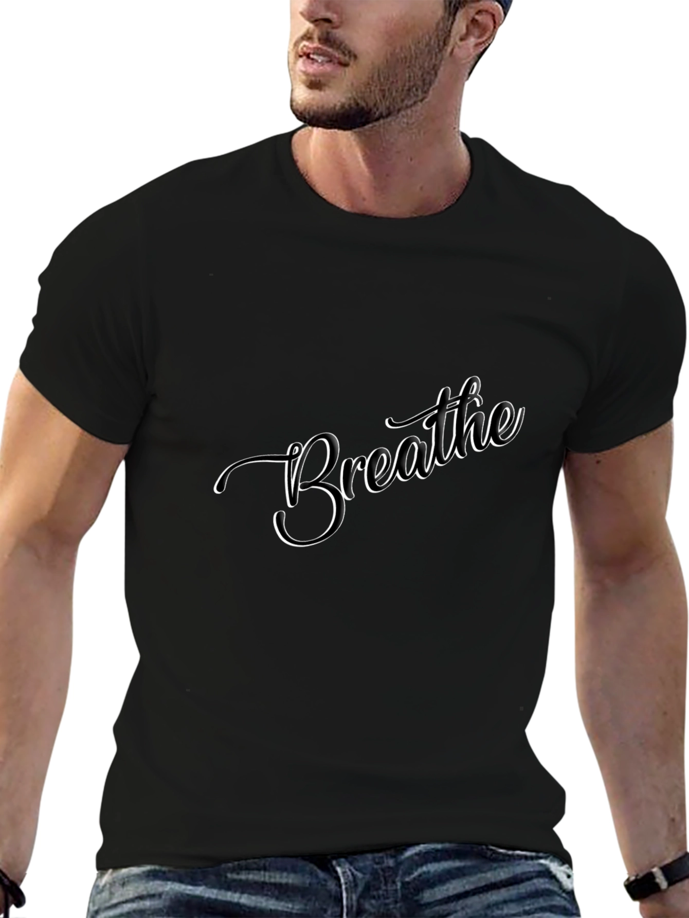 Breathe Graphic Tee - Stylish Black Comfort