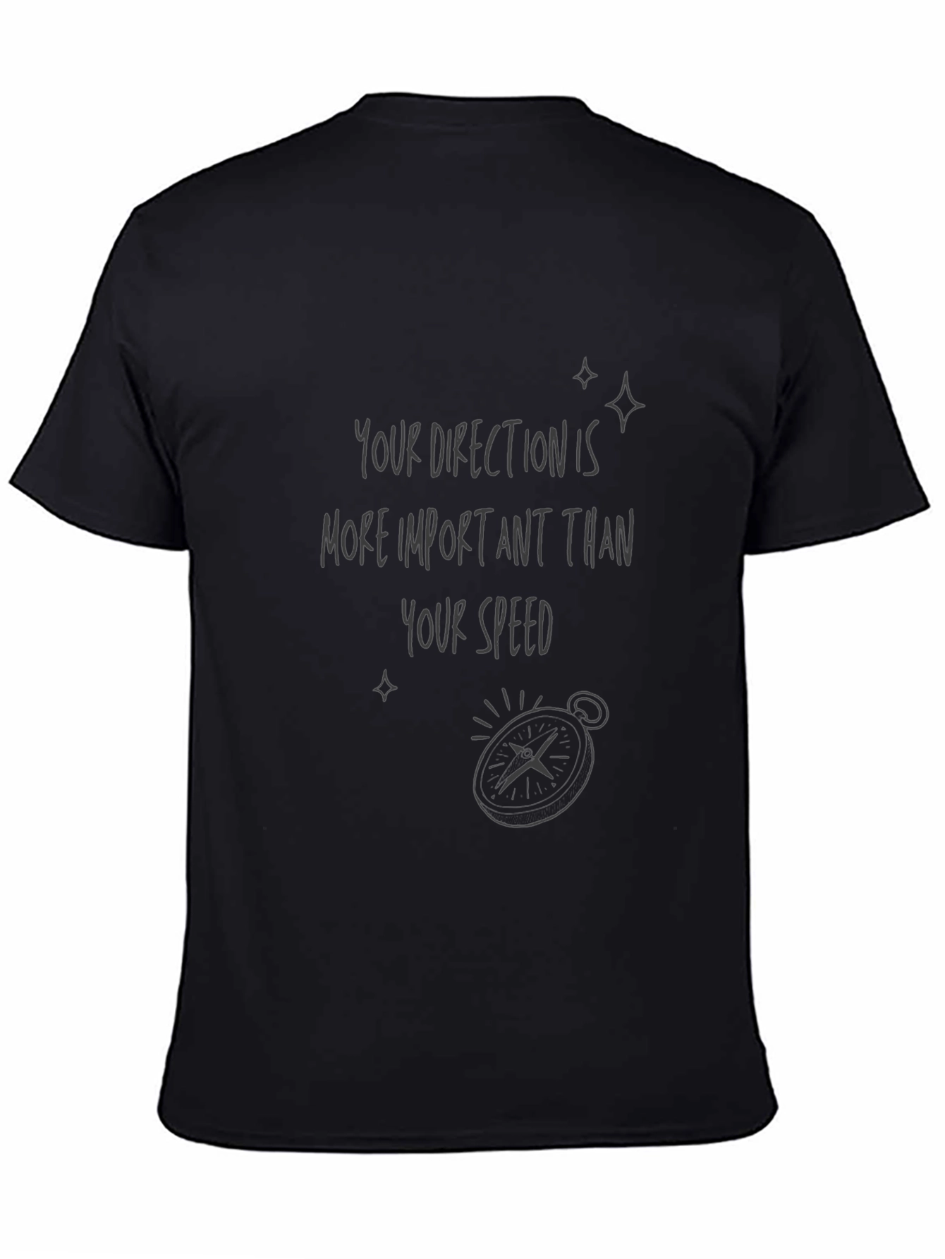 Direction Over Speed Graphic Tee - Black Casual T-Shirt