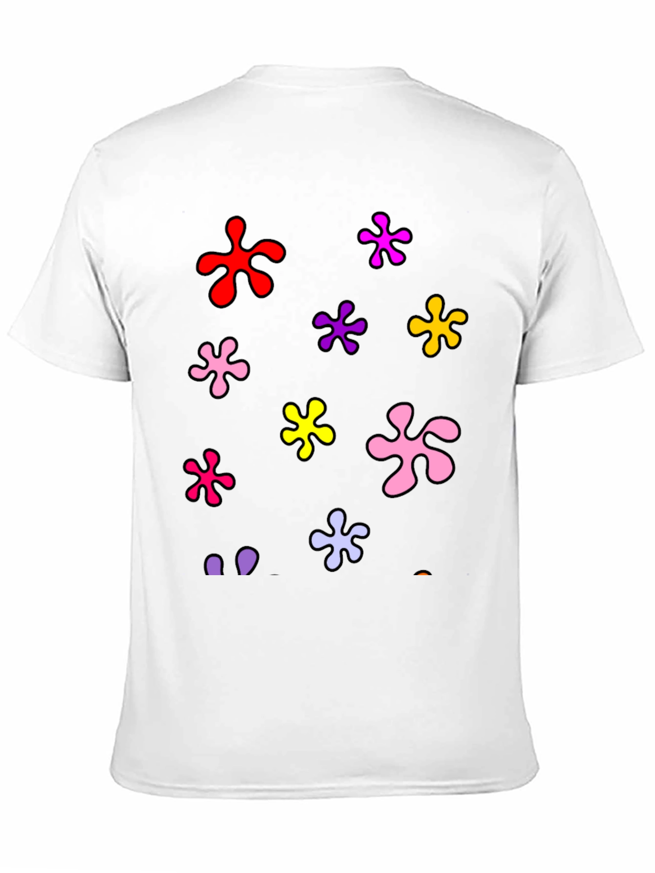 Funky Floral Splatter Graphic Black T-Shirt