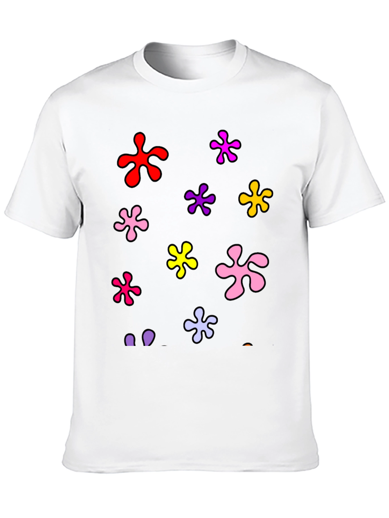 Funky Floral Splatter Graphic Black T-Shirt