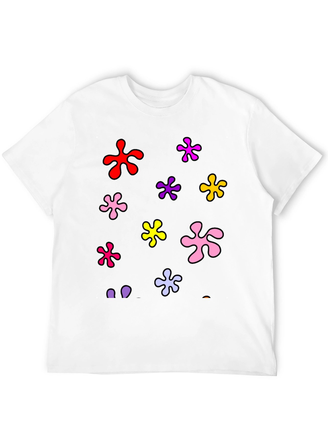 Funky Floral Splatter Graphic Black T-Shirt