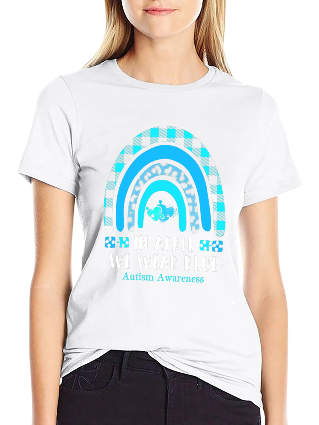 Autism Awareness Blue Rainbow Graphic Tee