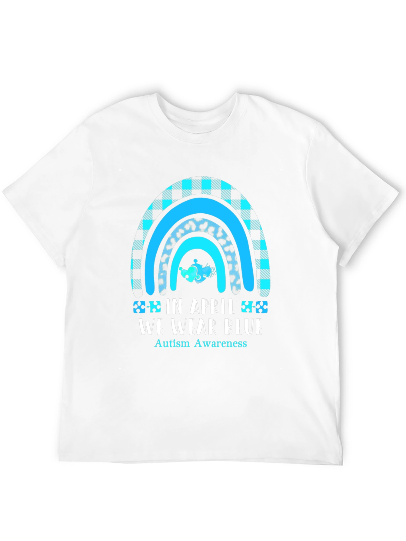 Autism Awareness Blue Rainbow Graphic Tee